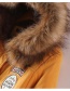 Fashion Khaki Fur Collar Decorated Pure Color Coat