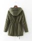 Fashion Olive Green Pure Color Decorated Coat