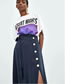 Fashion Navy Pure Color Decorated Split Skirt