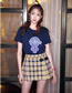Fashion Yellow Grid Pattern Decorated Simple Skirt
