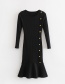 Fashion Black Round Neckline Design Pure Color Fishtail Dress