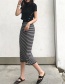 Fashion Black+white Stripe Pattern Decorated Simple Skirt