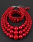 Fashion Red Pearls Decorated Pure Color Jewelry Sets