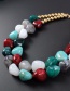 Fashion Green+white Stone Shape Design Color Matching Necklace