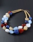 Fashion Blue+red Stone Shape Design Color Matching Necklace