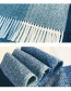 Fashion Blue Grid Pattern Design Tassel Scarf