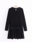 Fashion Black Flowers Decorated Long Sleeves Dress