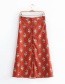 Fashion Red Flowers Pattern Decorated Simple Skirt