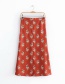 Fashion Red Flowers Pattern Decorated Simple Skirt