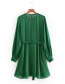Fashion Green Pure Color Design Round Neckline Dress