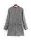 Fashion Gray Round Neckline Design Pure Color Overcoat