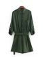 Fashion Olive Pure Color Design Long Sleeves Jumpsuit