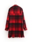 Fashion Red+black Color Matching Design Long Sleeves Coat