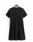 Fashion Black V Neckline Design Pure Color Mini Dress