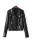 Fashion Black Rivets Decorated Pure Color Leather Clothing