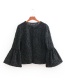 Fashion Black Pure Color Design Round Neckline Coat