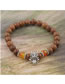 Fashion Silver Color+brown Lion's Head Decorated Beads Bracelet