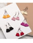 Elegant Plum Red Triangle Shape Design Tassel Earrings