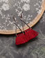 Elegant Plum Red Triangle Shape Design Tassel Earrings