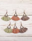Vinatge Coffee Triangle Shape Decorated Tassel Earrings