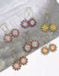 Vinatge Pink+brown Flowers Shape Design Beads Earrings