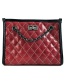 Fashion Red Grid Pattern Design Pure Color Shoulder Bag