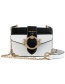 Fashion White Round Buckle Decorated Shoulder Bag