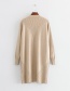 Fashion Beige Long Sleeves Design Pure Color Cardigan