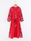 Fashion Red Tassel Decorated V Neckline Long Dress