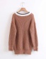 Fashion Khaki V Neckline Design Long Sleeves Sweater