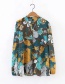 Fashion Multi-color Flowers Pattern Decorated Long Sleeves Shirt