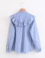Fashion Blue Stripe Pattern Design Long Sleeves Shirt