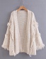 Fashion Beige Tassel Decorated Pure Color Sweater