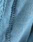 Fashion Blue Tassel Decorated Pure Color Sweater