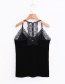 Fashion Black V Neckline Design Pure Color Vest