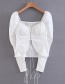 Fashion White Pure Color Design Long Sleeves Blouse