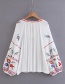 Fashion Red Tassel Decorated Tying-strap Embroidered Blouse