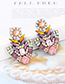 Elegant Pink Geometric Shape Diamond Design Earrings