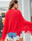 Fashion Red Tassel Decorated Pure Color Sweater
