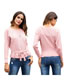 Fashion Pink Tying Strap Design Pure Color Sweater