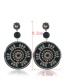 Fashion Black Flower Pattern Design Round Shape Earrings
