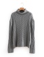 Fashion Gray Pure Color Design Thicken Sweater
