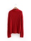 Fashion Red Pure Color Design Thicken Sweater