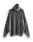 Fashion Gray High Neckline Design Loose Sweater