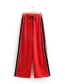Fashion Red+black Color Matching Design Loose Pants