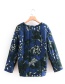 Fashion Blue Leaf Pattern Decorated Padded Jacket
