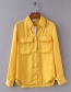 Fashion Yellow Pure Color Design Long Sleeves Shirt