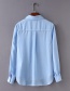Fashion Blue Pure Color Design Long Sleeves Shirt