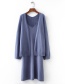 Fashion Blue V Neckline Design Pure Color Suspender Dress Suits
