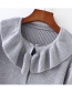 Fashion Gray Pure Color Design Round Neckline Cardigan